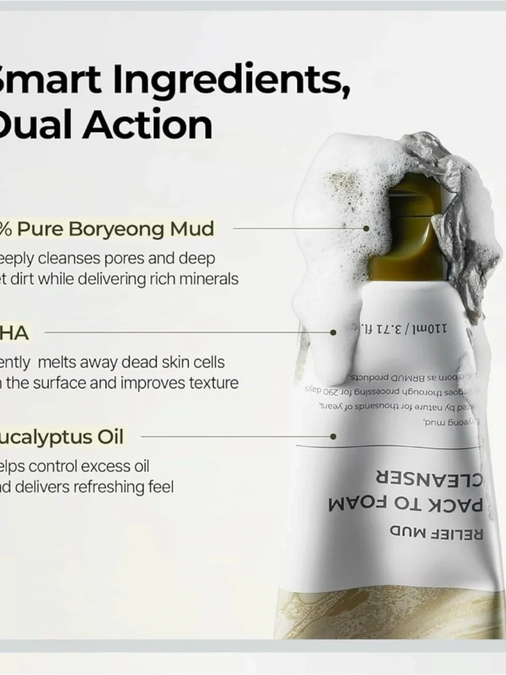 BRMUD‎ Relief Mud Pack to Foam Cleanser